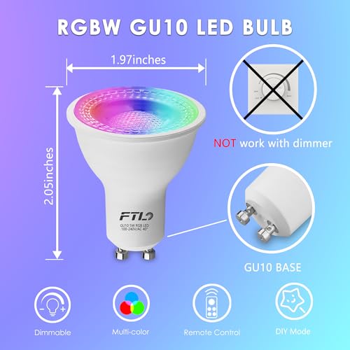 Color Changing LED Bulbs with Remote Control for Track Lighting - 6-Pack