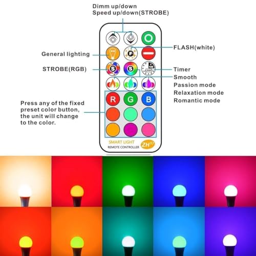 RGB Color Changing LED Light Bulbs with Remote Control (2 Pack)