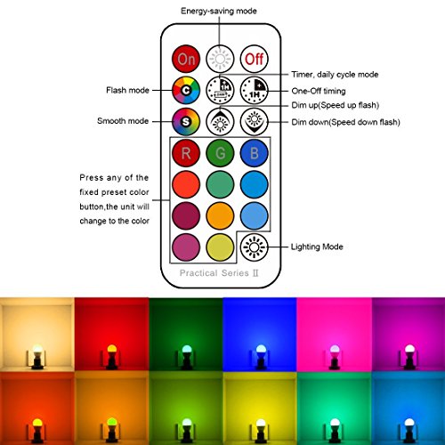 ILC RGBW Dimmable LED Bulbs, 70W Equivalent, E26 Base - 12 Colors, Remote Control - 2 Pack