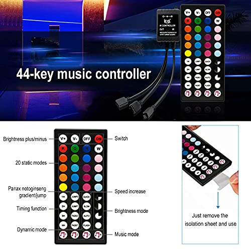 RTNLIT 2-Port 5050/2835/3528 LED Controller with 40-Key IR Remote, DC 12V-24V