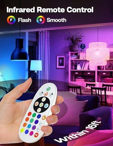 ColorChanging Light Bulbs, 80W Eq., 16 Colors, Dimmable, 4 Pack