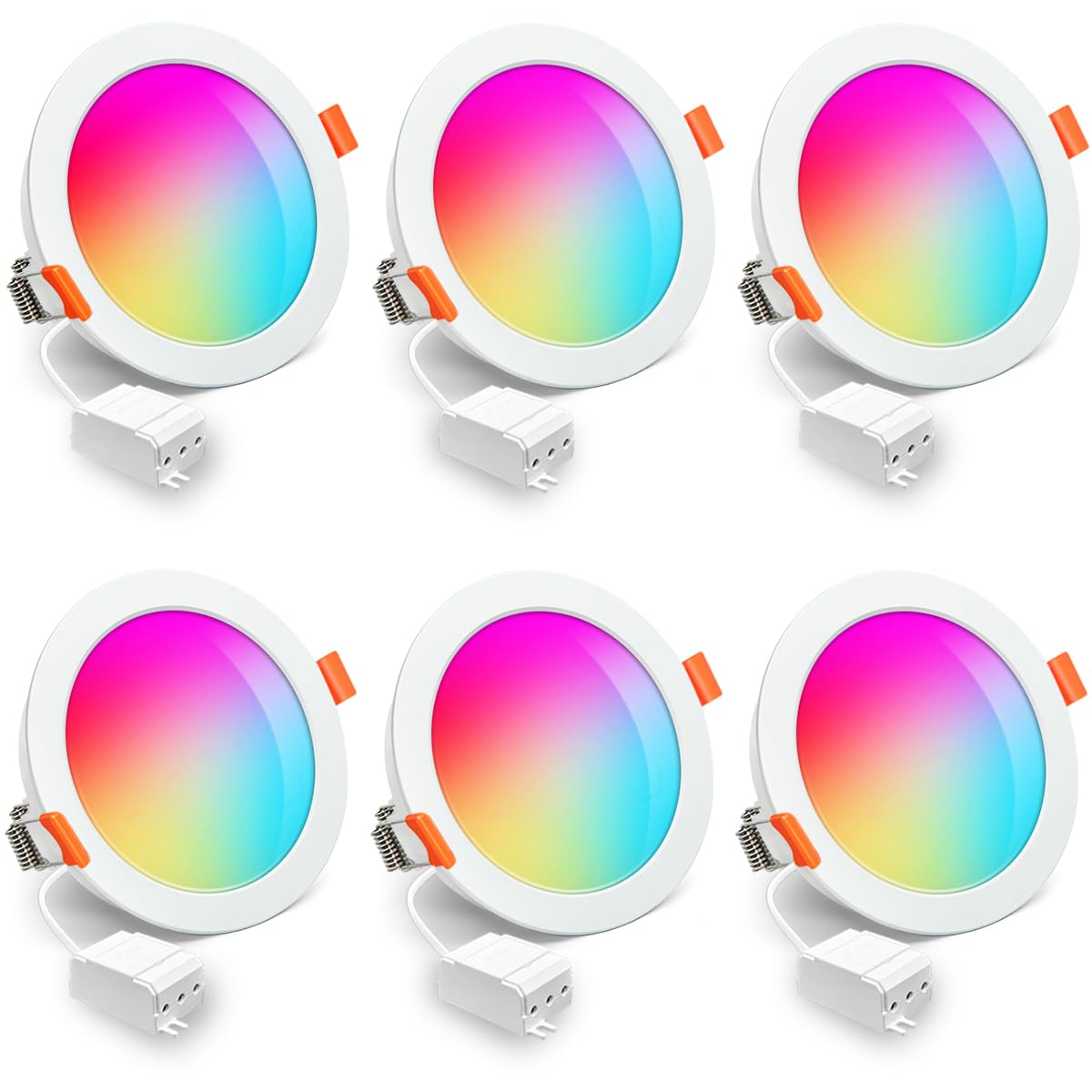 ILC 4-Inch RGB LED Recessed Downlights, 12W, Alexa Compatible, 100W Equivalent, 6-Pack