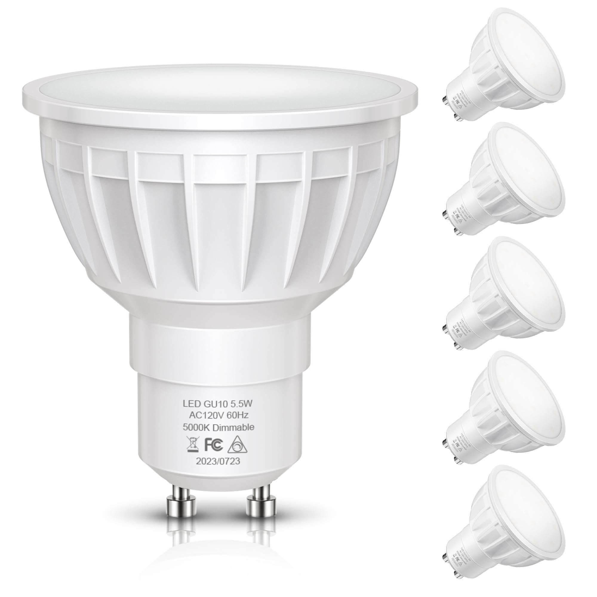 5-Pack GU10 Dimmable LED Bulbs, Daylight White