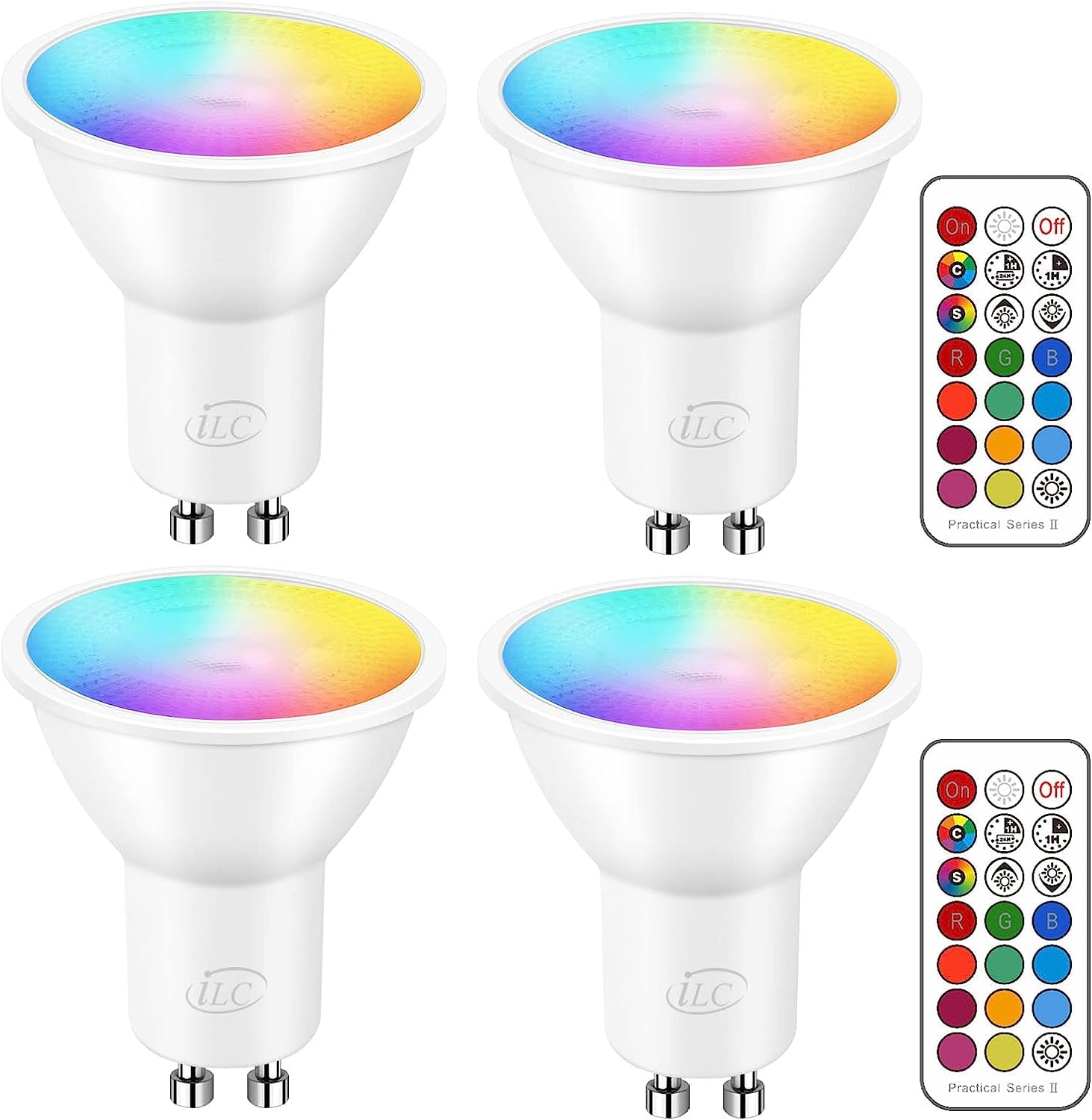 RGB LED Light Bulbs with Remote Control, Pack of 4 - for Home Use
