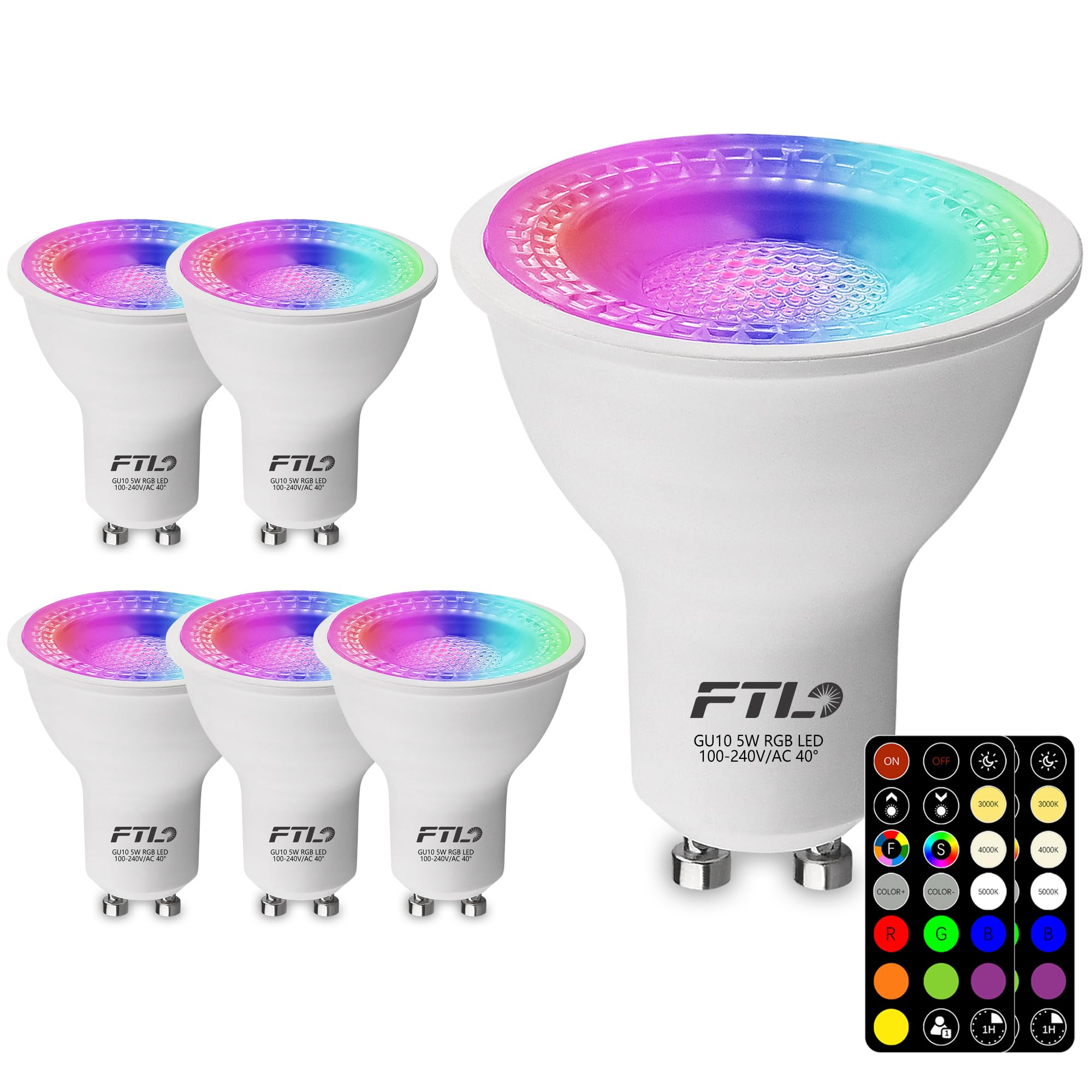 Color Changing LED Bulbs with Remote Control for Track Lighting - 6-Pack