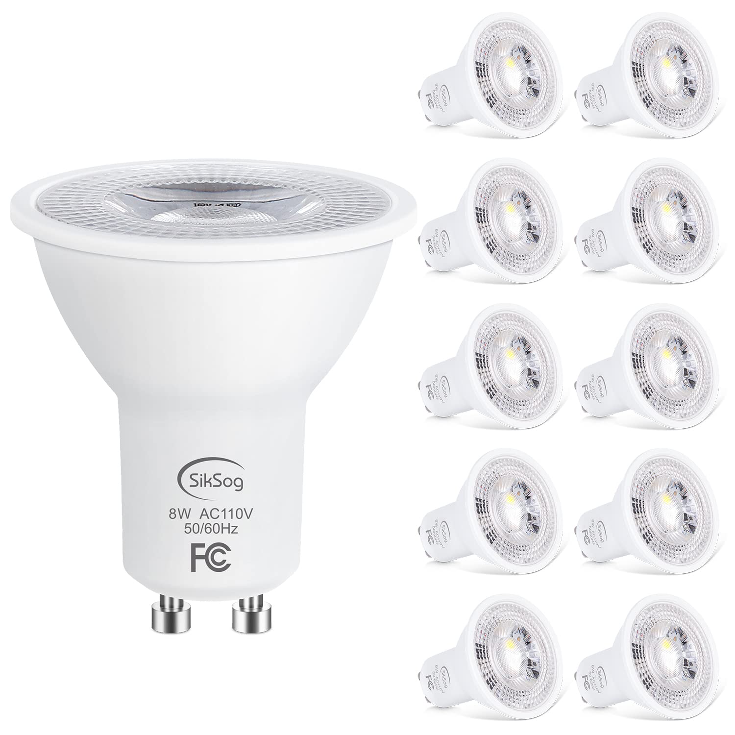 10 Pack GU10 LED Daylight Bulbs, 70W Halogen Equivalent