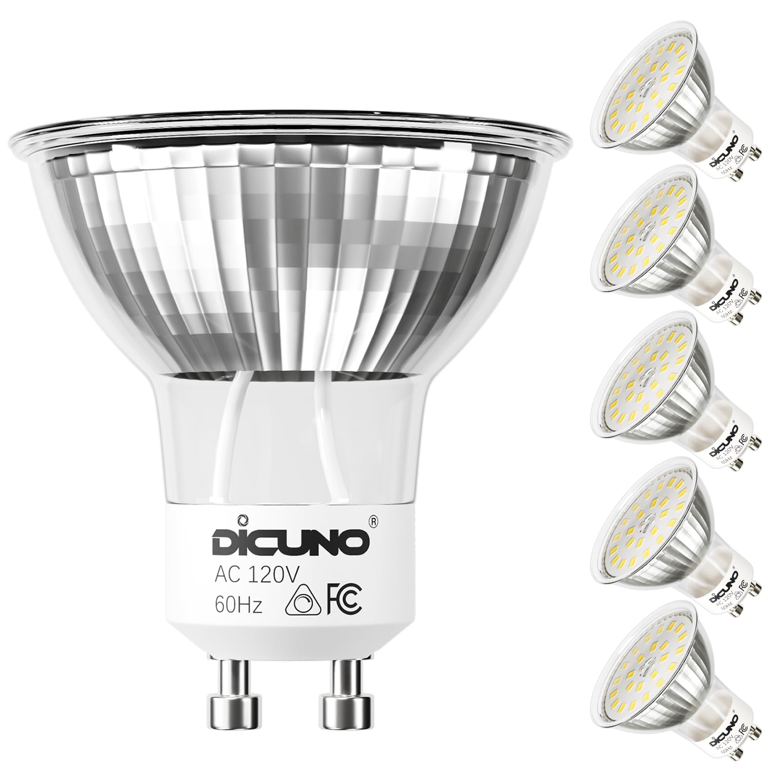 DiCUNO Dimmable GU10 LED Bulb, 5000K Daylight White, 700LM, 6W Pack of 6 for Track Lighting